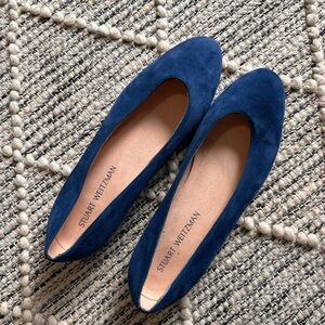 Stuart Weitzman Deep Blue Suede Ballet Flats